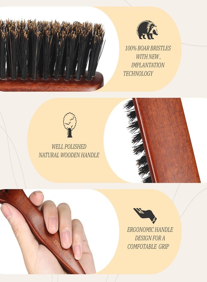 BESTOOL Hair Brush,Pure Boar Bristle Hair Brush for Better Hair Texture Slick Back Brushes for Women Men and Kids Best for Sensative Scalp Medium Thin and Fine Hair Smoothing Flyaways, Edge Control - Image 2